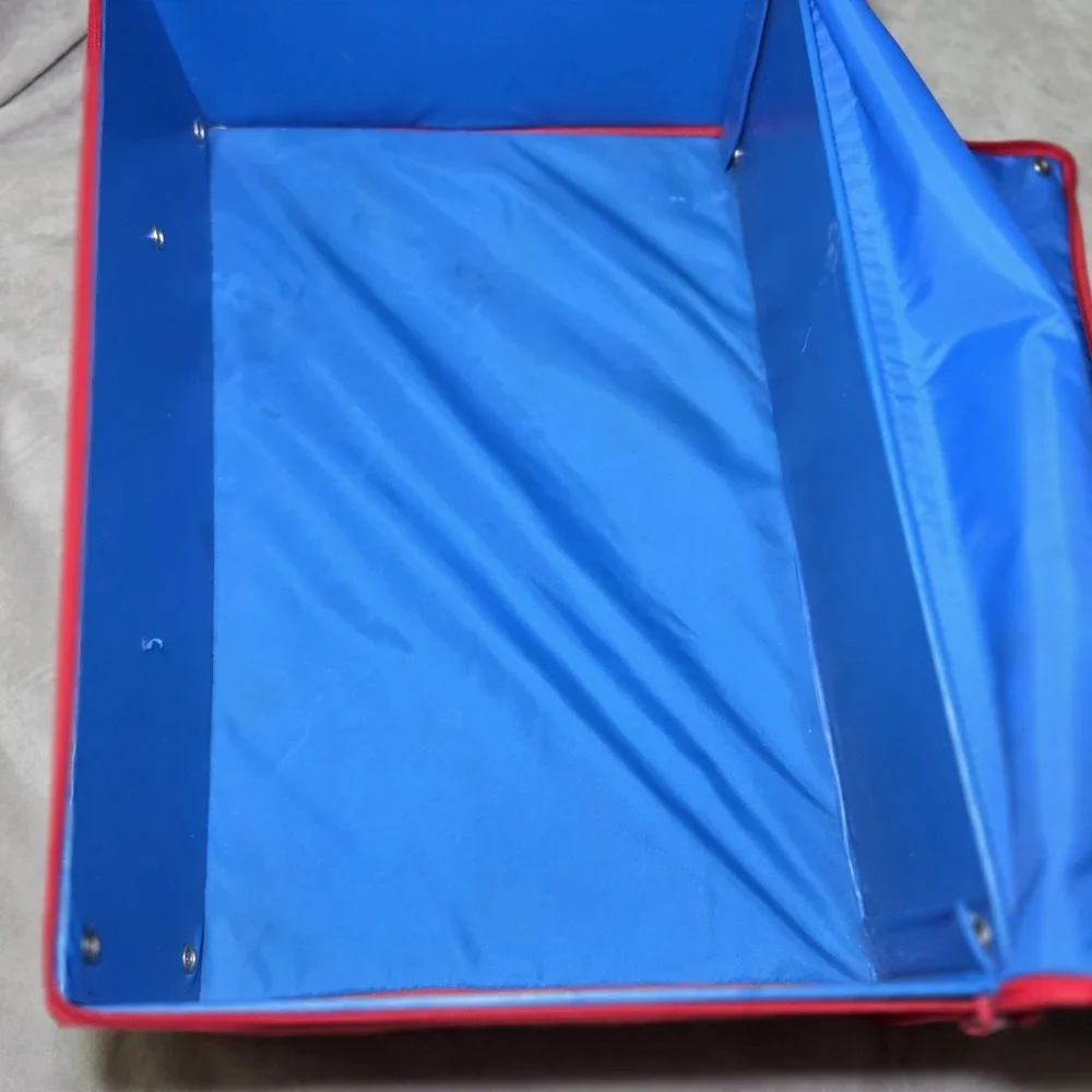 Vintage OshKosh Kids Red Blue Travel Suitcase Storage Organizer Bag 90s 80s